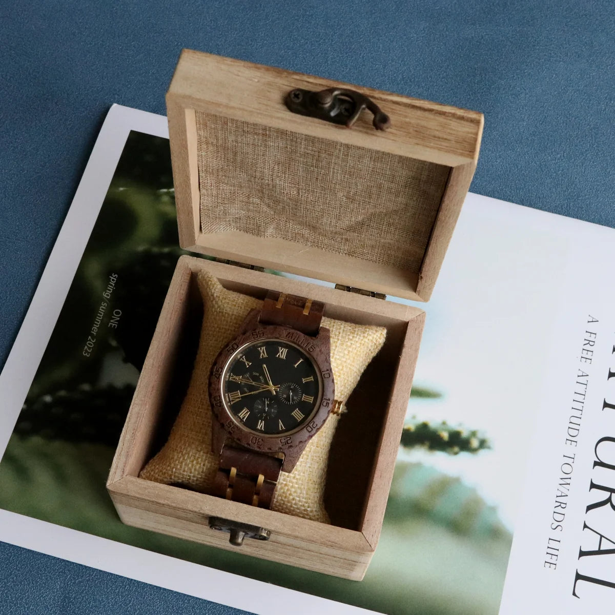 Wooden Wrist Watches For Men Fashion Quartz Wristwatches With Clock Date Week Timepieces Wood Wach Box