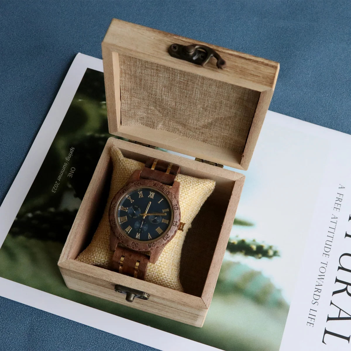 Wooden Wrist Watches For Men Fashion Quartz Wristwatches With Clock Date Week Timepieces Wood Wach Box