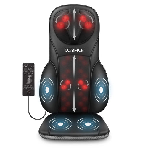 COMFIER Shiatsu Back Massager with Heat Deep Kneading & Rolling Massage Chair Pad Chair Massager for Office Home Use Gift for Dad Mom